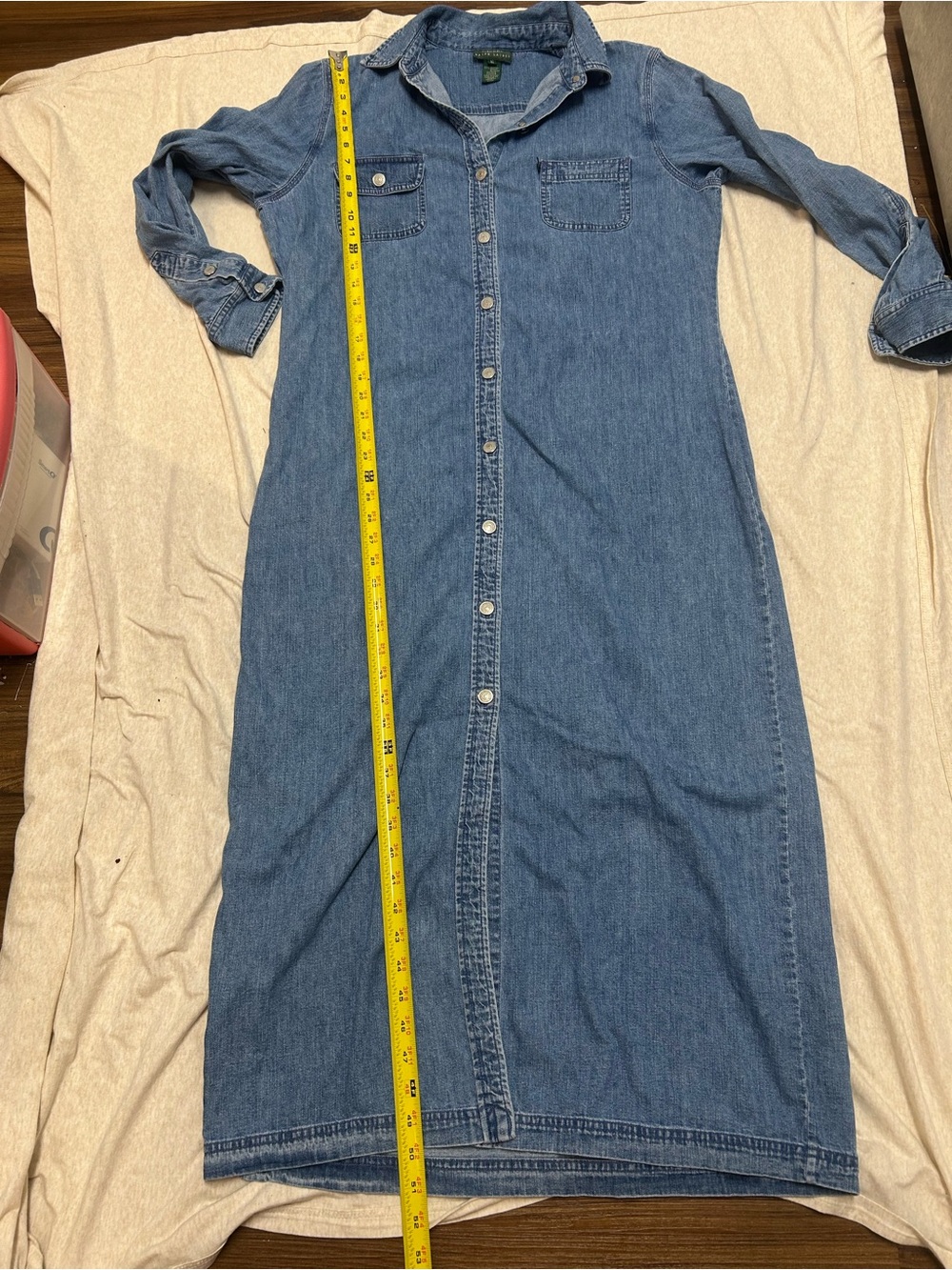 Vintage Lauren Ralph Lauren Long Sleeve Denim Shirt Dress Maxi Modest Fall - Picture 6 of 11
